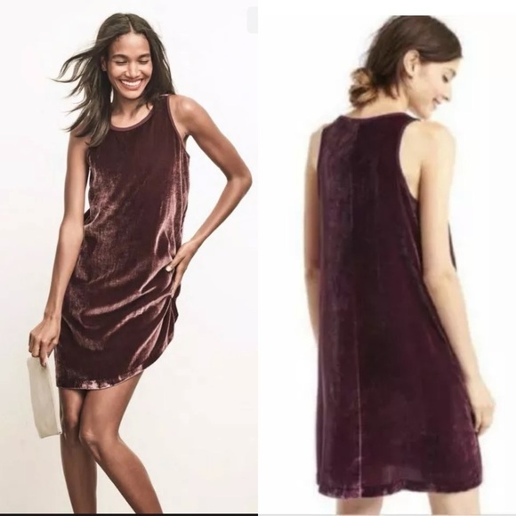 GAP Dresses & Skirts - Nwt Gap rich wine burgundy sleeveless velvet swing dress 460148